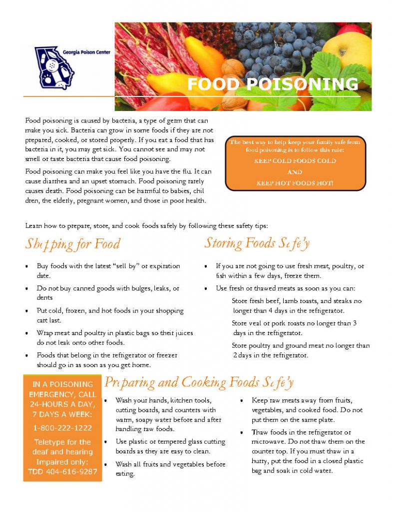 Food Poisoning (Downloadable) | Georgia Poison Center